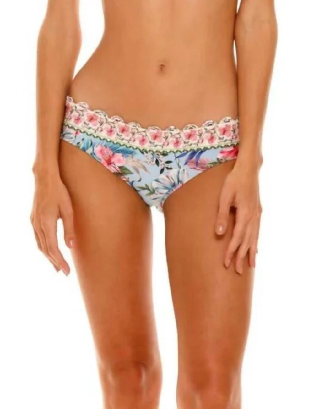 Agua Bendita Zoe Bikini Bottom In Sally Floral Blue Size 2XL NWT